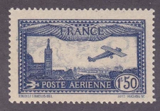 France C6 MNH 1931 1.50fr Dark Blue View of Marseille Airmail Issue VF