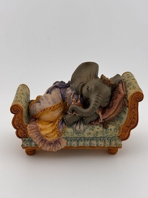 Vintage 1998 Michael Adams Elephant Sleeping Beauty Figurine - Peanut Pals Rare