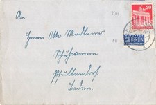 168341) Bizone Bauten Nr. 85 a. Blg Landau m. Notopfer, geschnittenes Randst&uuml;ck