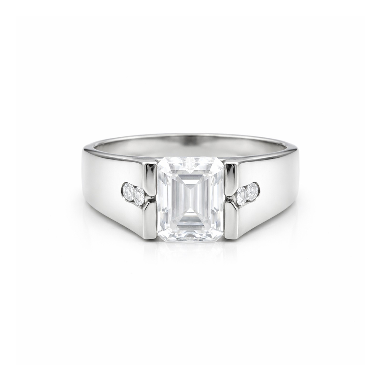 Certified 4.00Ct White Emerald Cut Lab Grown Diamond Ring in 925 Sterling Silver