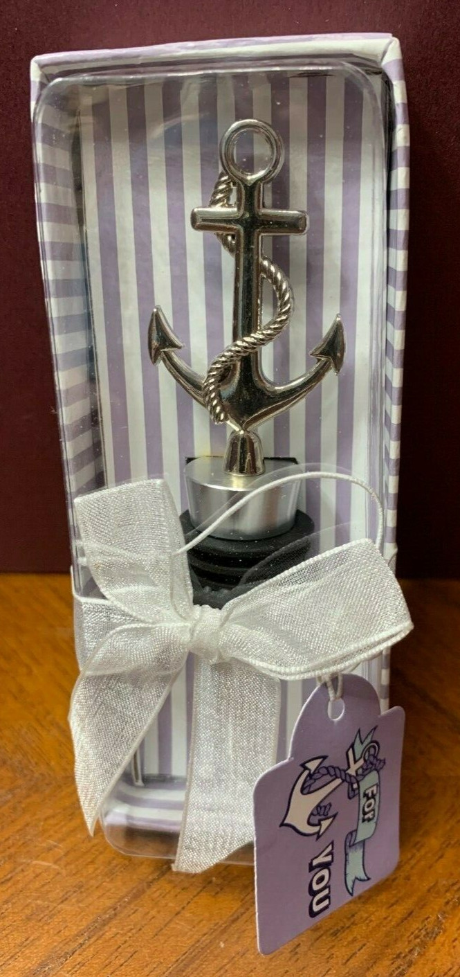 METAL ANCHOR SHAPED WINE DECORATIVE BOTTLE STOPPER/TOPPER 