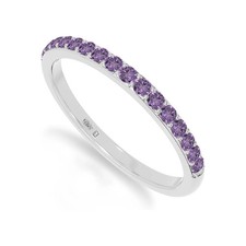 925 Sterling Silver Round 0.4 Ctw Purple Amethyst Gemstone Eternity Women Ring