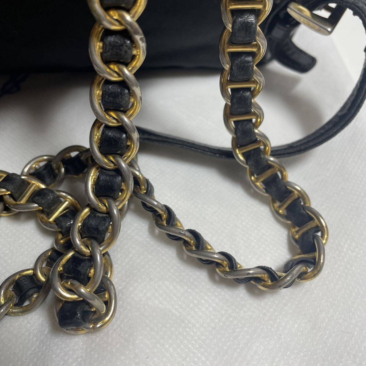 PRADA Nylon Chain Backpack Black Gold Triangle LOGO Black with Storage Bag from thumbnail 7