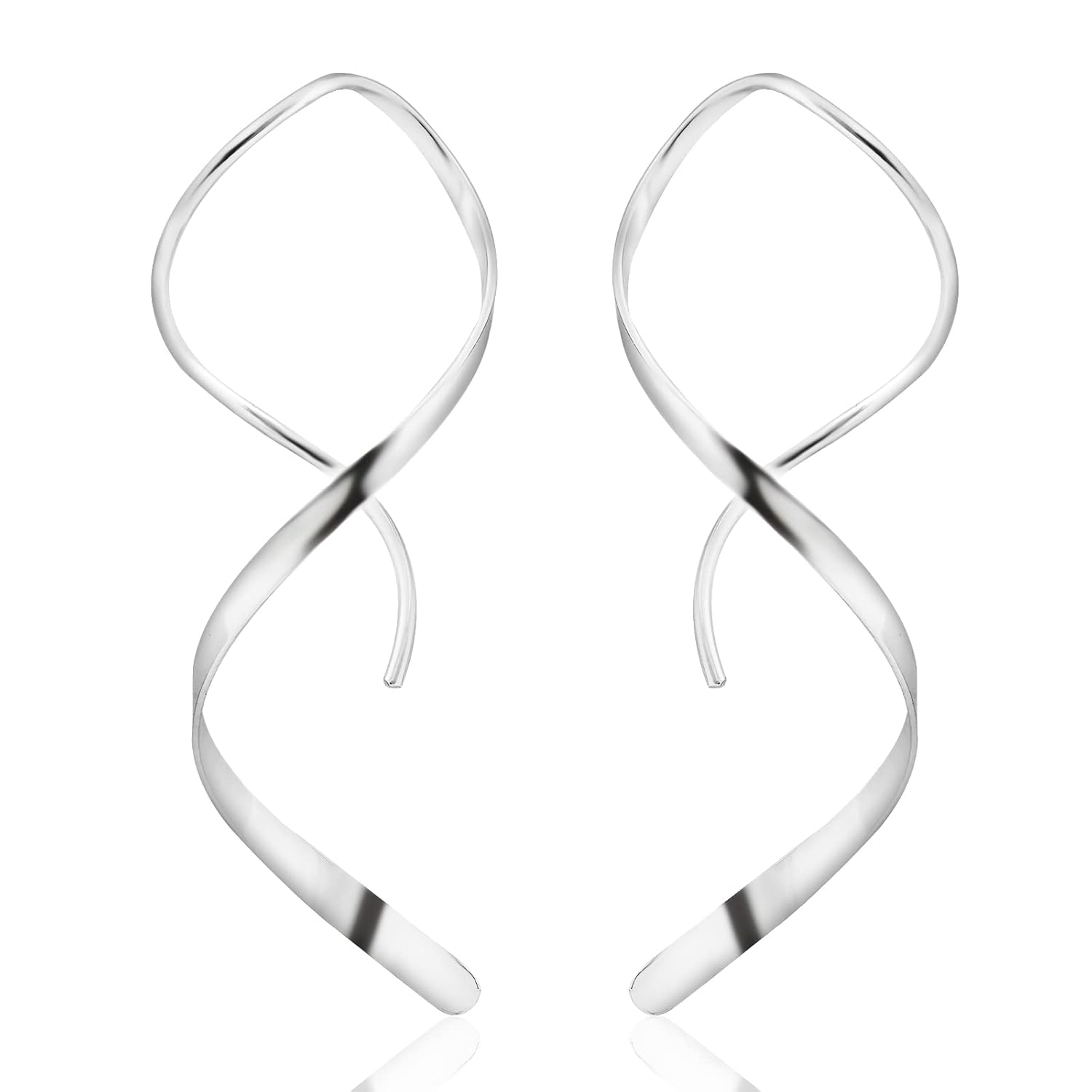 Handmade 925 Sterling Silver Hypoallergenic Spiral Threader Twisted Curl Earrings