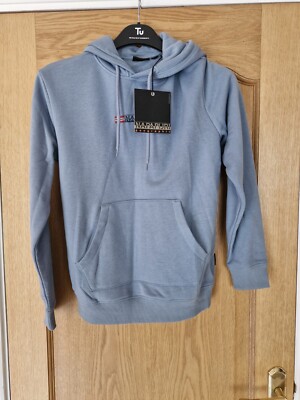 Mens Napapijri Bory Hoodie Size Small Petrol Blue £70 BNWT Jumper Pullover
