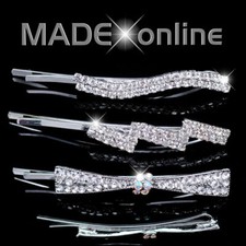 Hair Grips, A Pair of Sparkle Bling Slides, Silver Clip Pins