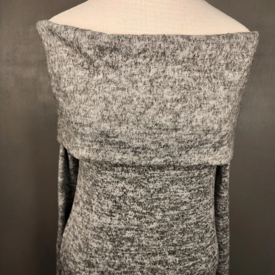 Rue21 青少年/女士露肩圆领连衣裙大号长袖灰色柔软 — 第 2/4 张图片