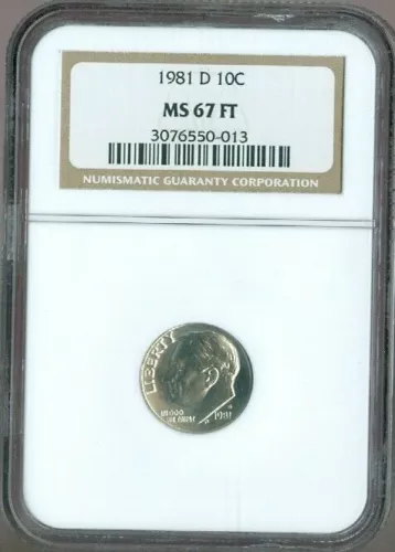 1981 D ROOSEVELT DIME NGC MS67 FT MINT QUALITY✔️
