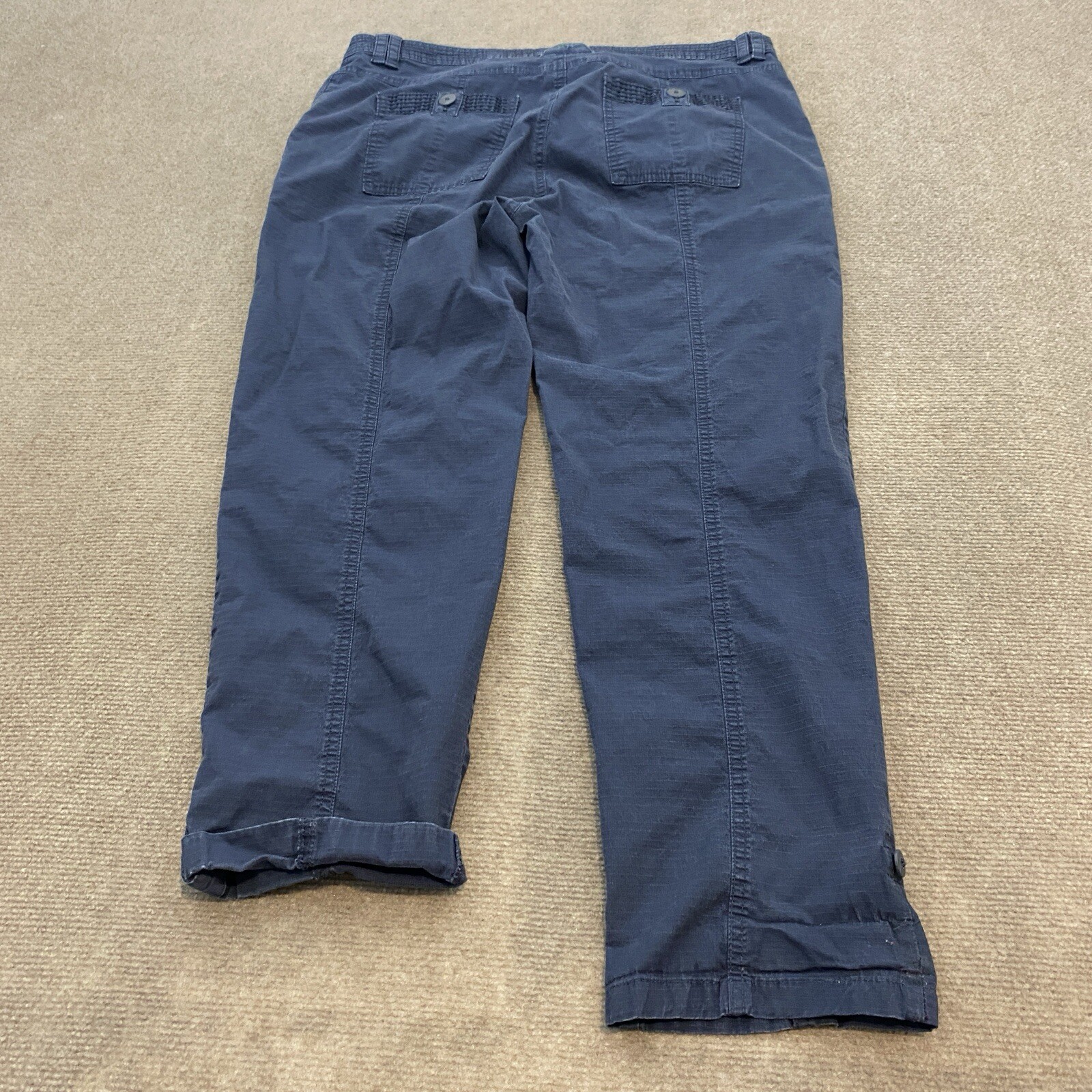 Orvis Pants Women's Size 12 Blue Pockets Casual Ankle Roll Up Rip Stop Stretch