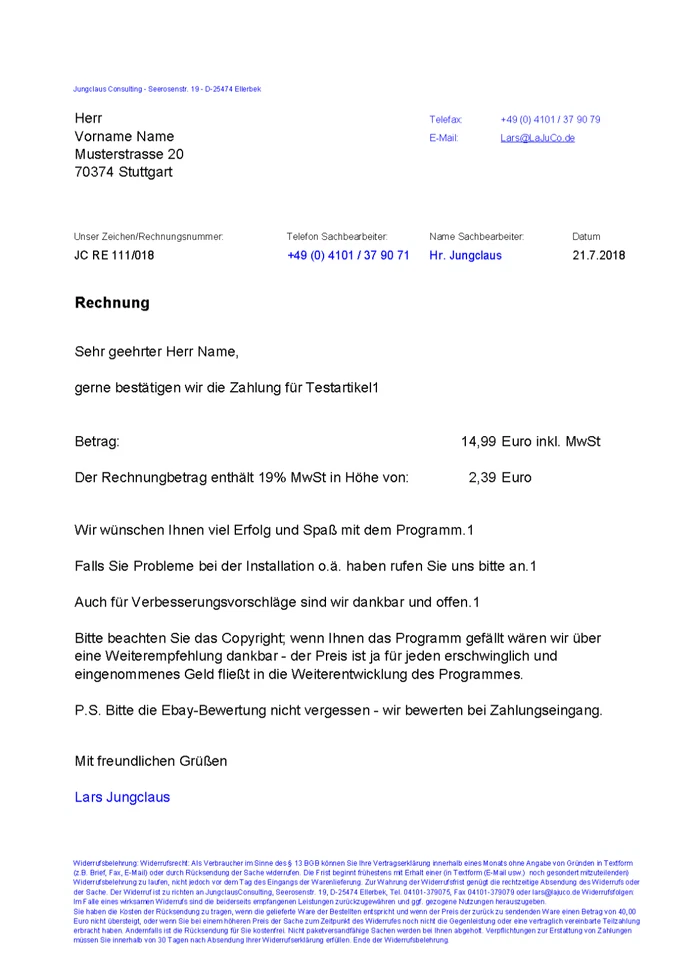 Ebay Auktionsabwicklung Software (Excel autom. Rechn.) - Bild 1 von 1