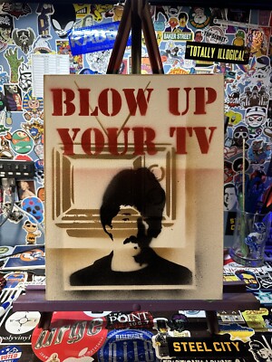 John Prine Spray Paint on 11x14 Canvas Art - Illegal Smile Blow Up Your TV