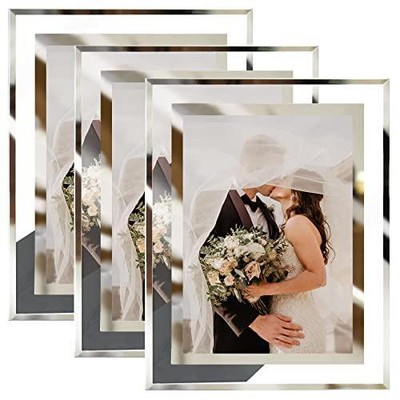 LUCKYLIFE 8x10 Picture Frames Glass Set of 3, Photo Frame for Tabletop Display