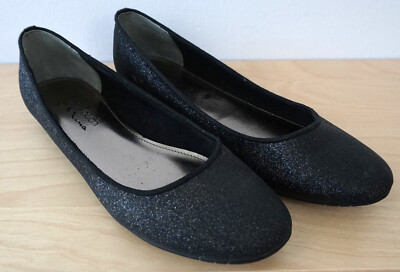 Nina Black Sparkle Metallic Slip On Business Work Formal Party Flats Size 8.5
