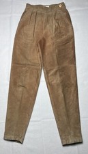 Vintage Suede Leather Pants Size 4 Distressed Side Zip Made In Hong Kong 25x29