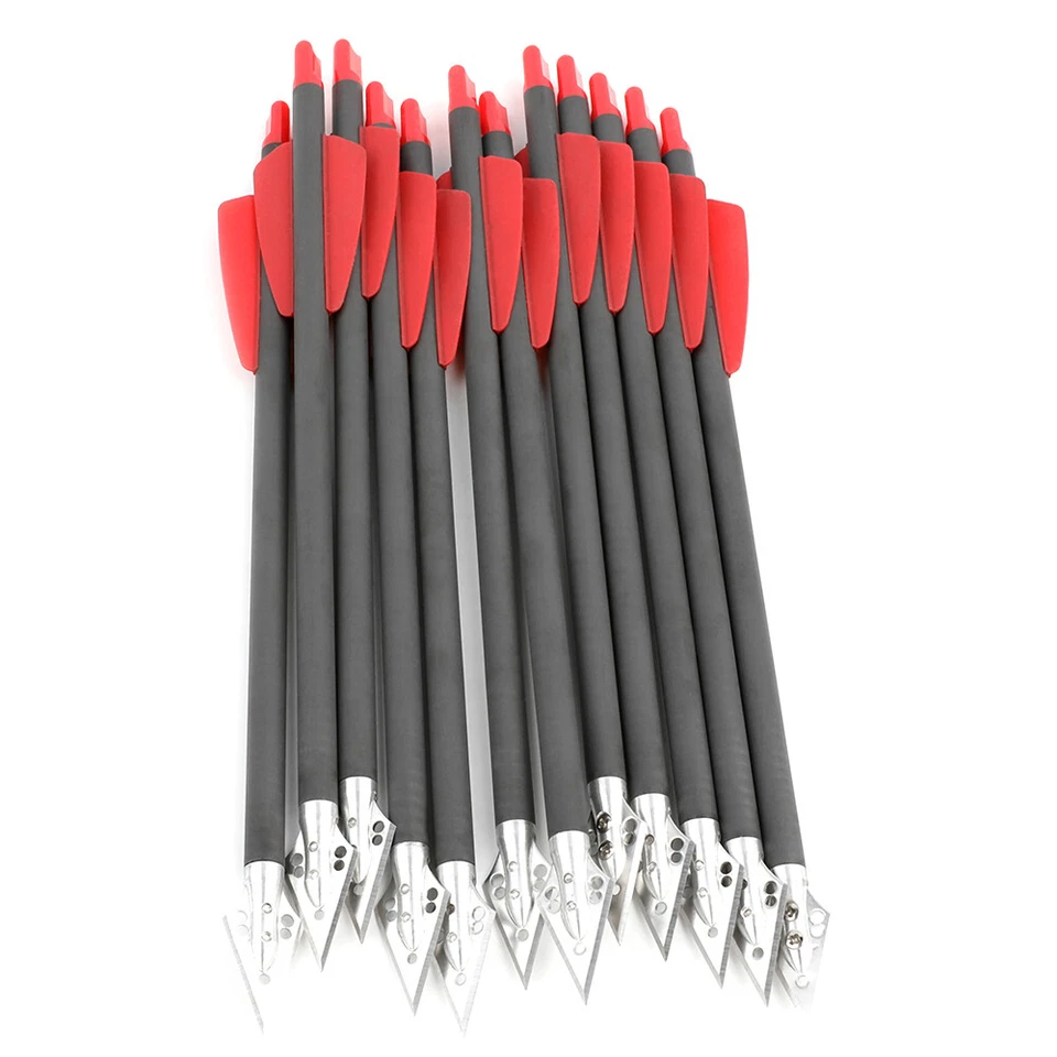 7in Crossbow Bolts Carbon Arrows Hunting Blade Arrowheads 2" Vanes Archery Shoot - Image 3 of 4
