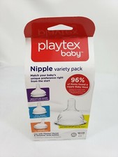 Playtex Nipple Variety Pack 3m MEDIUM Flow Distinct Silicone Nipples BPA FREE