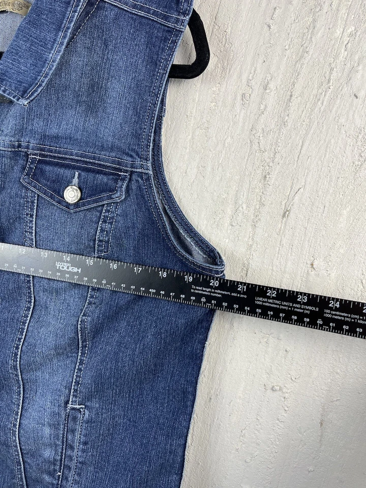 Женский винтажный джинсовый жилет Nine West America бохо с нашивкой L эластичный родео вестерн - Изображение 4 из 4