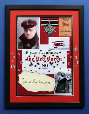 MANFRED VON RICHTHOFEN AUTOGRAPH framed masterly display WW1 Red Baron