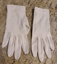 Vintage Women's Size S 6.5 Beige Textured Nylon Formal 7.5" Gloves Elastic Wrist