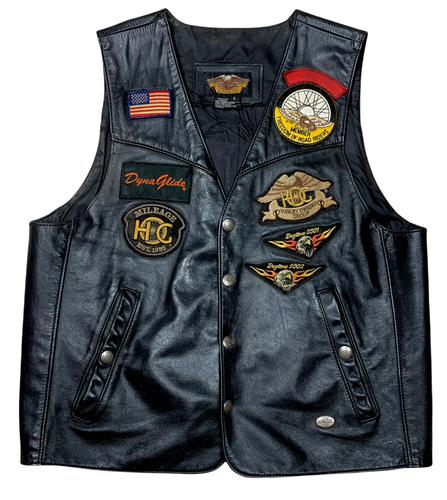 Años 80 Raro Harley Davidson Negro Pantera Chaleco Cuero Parches en EE. UU. Para Hombre L | eBay
