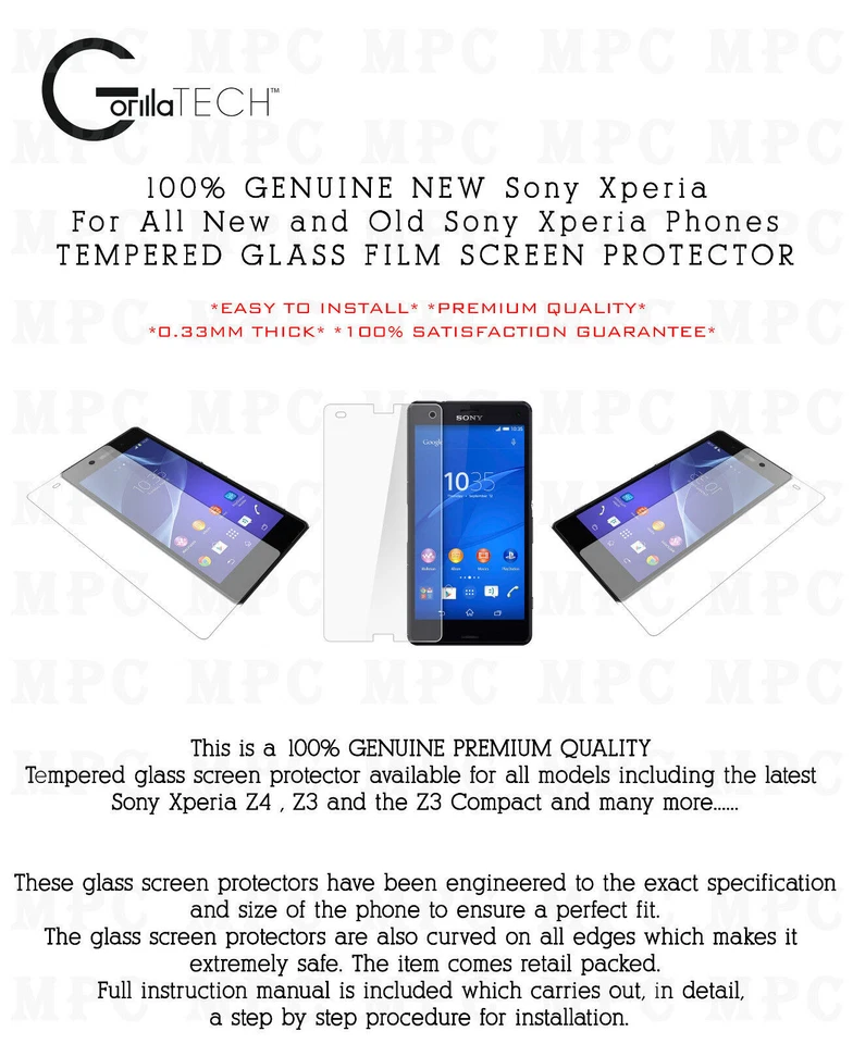 Film Screen Protector Gorilla Tempered Glass By GT For Sony Xperia Z1 - Image 3 of 4