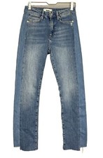 PAIGE Cindy High Rise Straight Ankle Jeans Destroyed Hem Vintage NWT Size 25