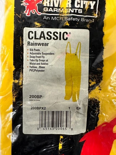 MCR 200BP Classic Rainwear Bib Pants Overall Style X2 Yellow Waterproof .35 PVC image 2