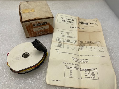 B&K Precision CRT Socket Adapter Model CR-15  Models 465 467 466 470 Dynascan 
