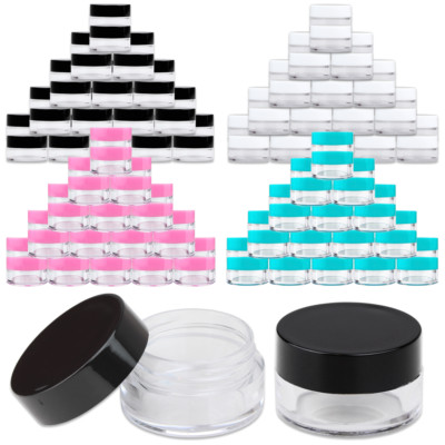 50 Jars 5 Gram High Quality Thick Acrylic Plastic Jar Sample Containers BPA FREE