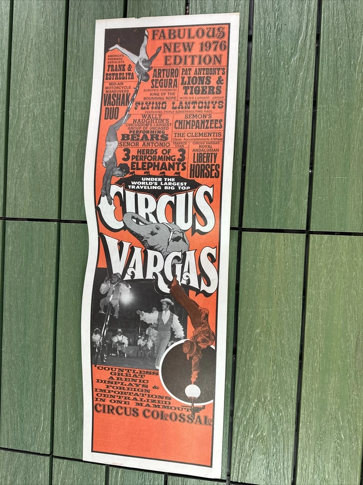 Circus Vargas Tiger ORIGINAL Vintage 1976 Poster 7" By 22" - Image 4 of 4