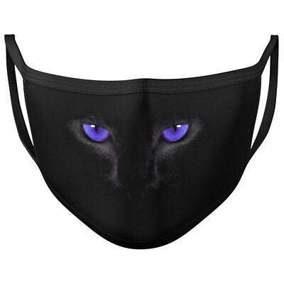 CAT Purple Eyes Kätzchen Black Cat Gesichtsmaske Waschbar Atmungsaktiv Wiederverwendbar Maske 