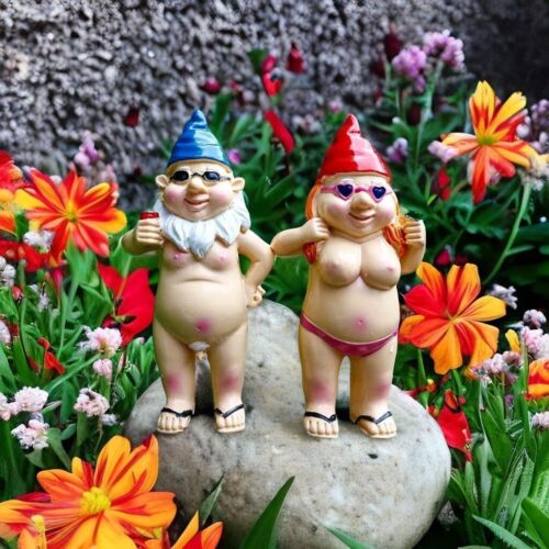 2Pcs Nude Statuary Garden Gnomes Naughty Naked Funny Gift Statue Decor Nudist AL - Picture 8 of 10