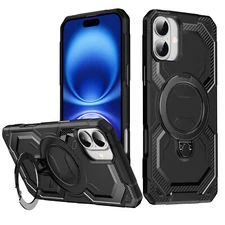 Rugged Magnetic Case with 360° Rotatable Stand Fr iPhone 17 Pro Max 16e 15 14 13