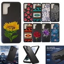 For Samsung Galaxy S21 DUAL TACTICAL Hybrid Two Piece Case Floral Tribal