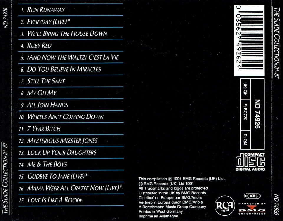(CD) Slade – The Slade Collection 81-87 - Run Runaway, My Oh My, Ruby Red,u.a. - Bild 2 von 2