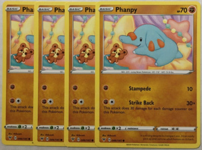 POKEMON 4X PHANPY 086/185 VIVID VOLTAGE COMMON NEAR MINT-PLAYSET