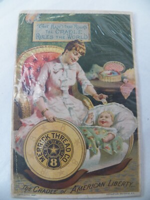 ANTIQUE VICTORIAN ADVERTISING TRADE CARD, MERRICK THREAD CO.