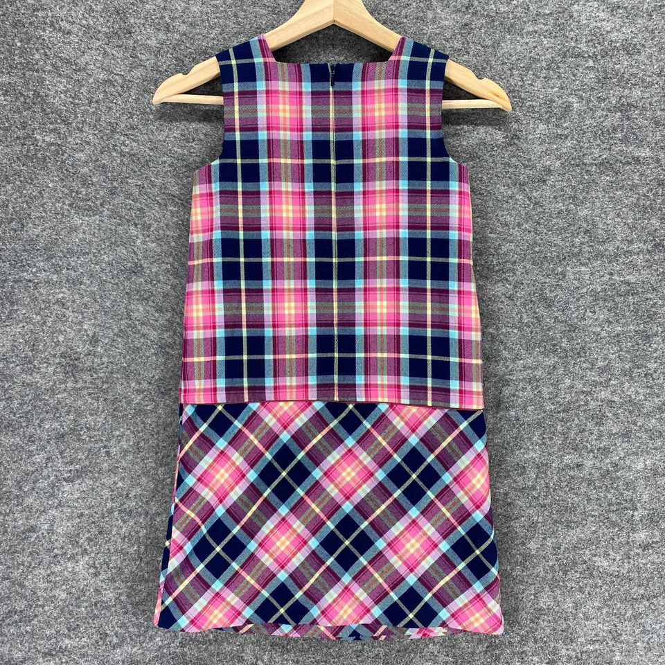 Vestido Uniforme Talbots Niña 6X Cuadros Rosa Sin Mangas Cremallera Cuello Cuadrado Escuela Foto 2 de 4