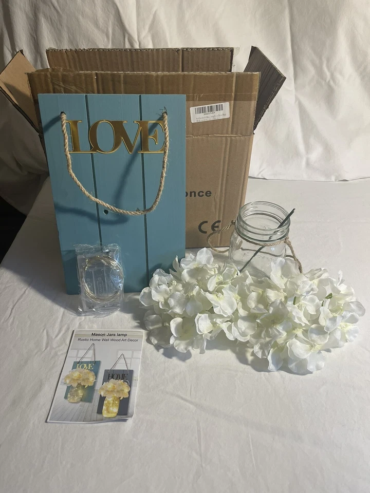 FineUsea Set of 2 Mason Jars Sconce, Rustic Home Decor Wall Wood Art Sconces - Image 2 of 4