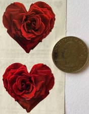 RED ROSE HEART Stickers(2pc)Mrs.Grossman's •Love•Valentine’s Day•Holiday•Kisses