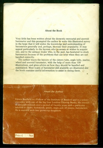 ANTIQUE BAROMETERS 'AN ILLUSTRATED SURVEY by EDWIN BANFIELD- 1st - Foto 2 di 8