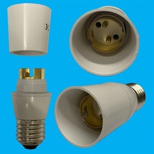 8x White Edison ES E27 to Bayonet BC B22 Light Bulb Adaptor, Lamp holder, Shroud