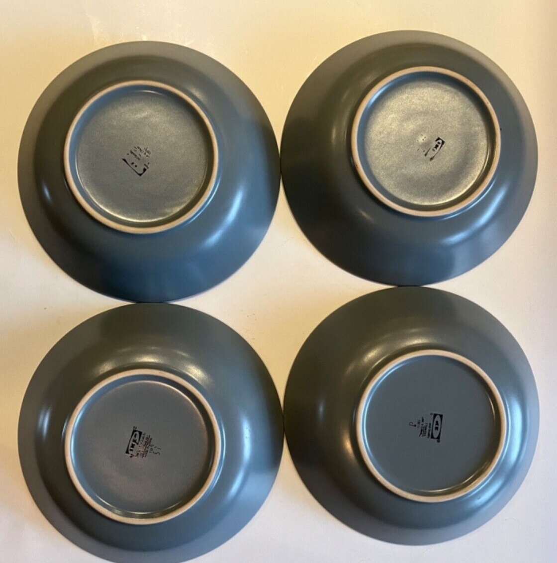 Set Of 4 IKEA Dinera Matte Gray Blue Pasta Bowls 12011 Sweden UNUSED