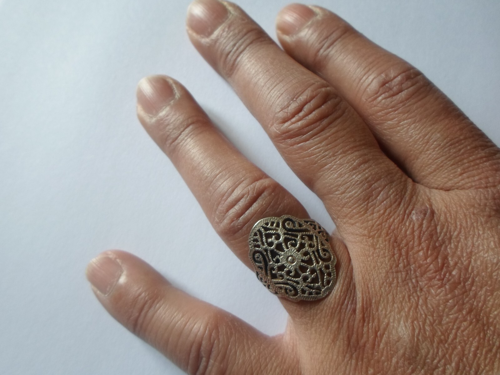 solid silver ring, openwork, size 55 - image 3