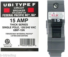 UBI Replacement for Federal Pacific 1P 15A NA Breaker #UBIF-15N