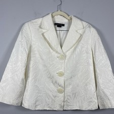 Lafayette 148 New York Textured Blazer Jacket Button Up Off White Ivory Size 6