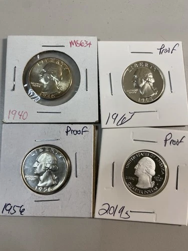 Nice Lot Of Washington Quarters All 90 Percent Silver 1940 Unc And 3 Proofs