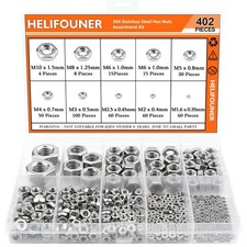402PCS Metric Hex Nuts Assortment Kit M1.6 M2 M2.5 M3 M4 Steel Nut Set