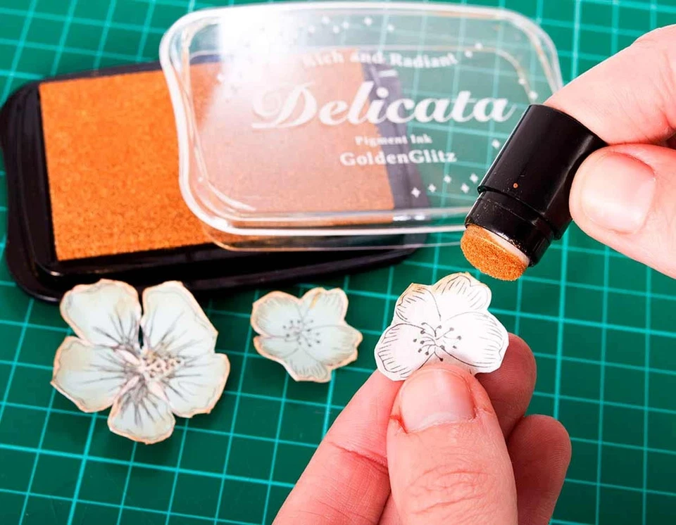 Delicata Tampon encreur Acrylique Blanc Scintillant 3 x 3 x 3 cm - Photo 4/4