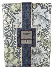 William Morris King Duvet Cover Set Chrysanthemum Blue Green Cotton Sateen